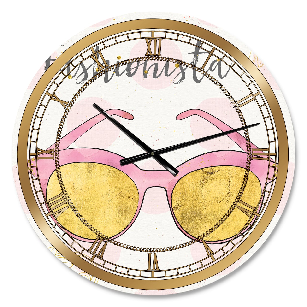 Designart 'Fashion Glam Accessories Pink Glam Wall Clock